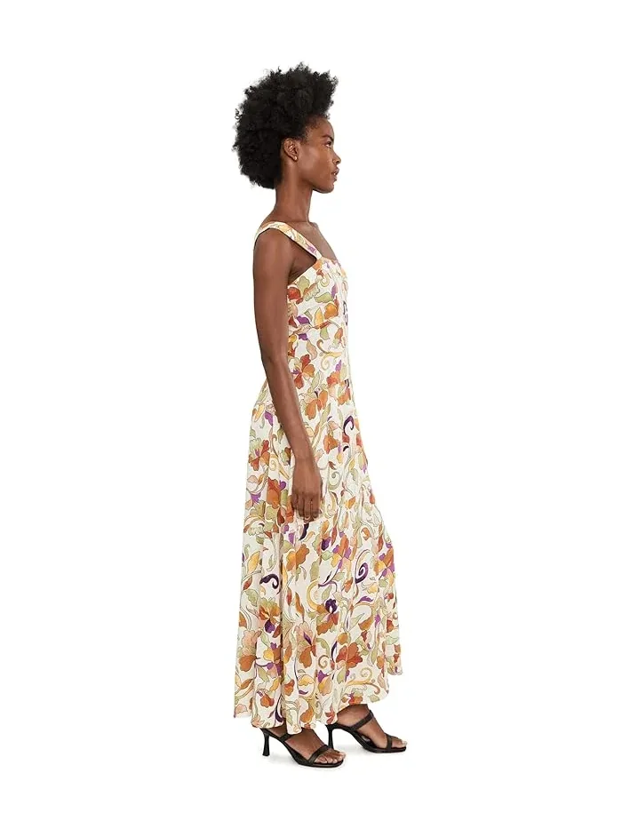 Платье-макси с цветочным принтом Square Neck Tiered Maxi Vince Camuto — изображение 3 из 5, красный