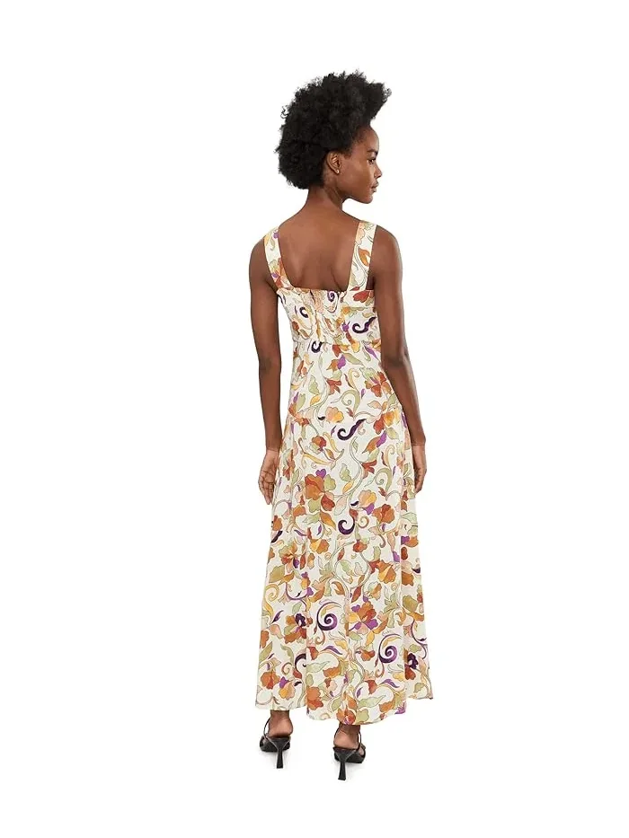 Платье-макси с цветочным принтом Square Neck Tiered Maxi Vince Camuto — изображение 4 из 5, красный