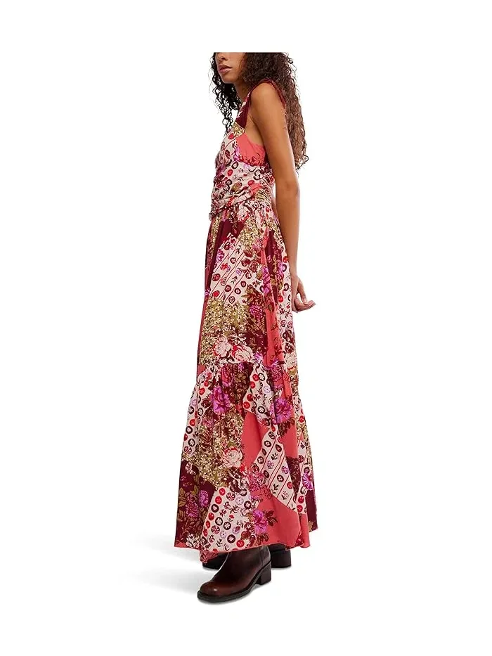 Платье макси с воланами Sasha Free People — изображение 2 из 4, клубничный