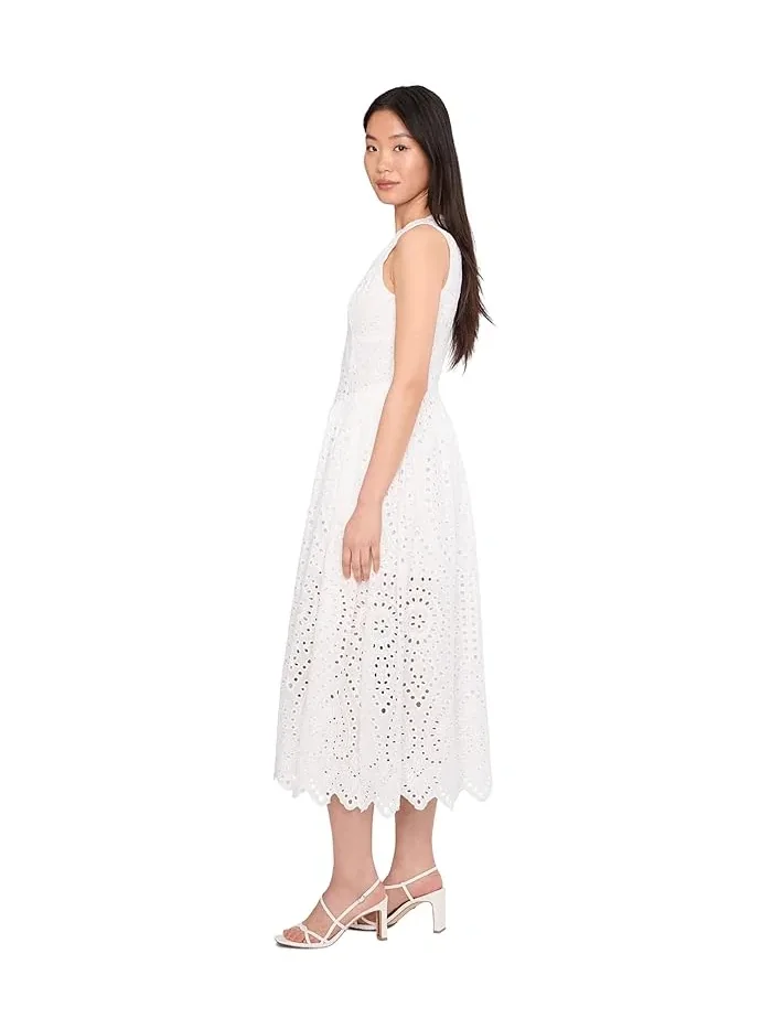 Платье миди с кружевным воротником Scallop Neck Edge Button-Up Midi Dress Avec Les Filles — изображение 3 из 5, трава