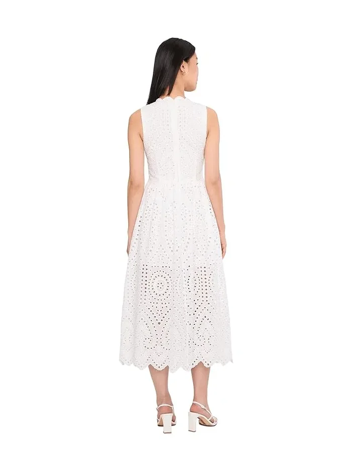 Платье миди с кружевным воротником Scallop Neck Edge Button-Up Midi Dress Avec Les Filles — изображение 4 из 5, трава