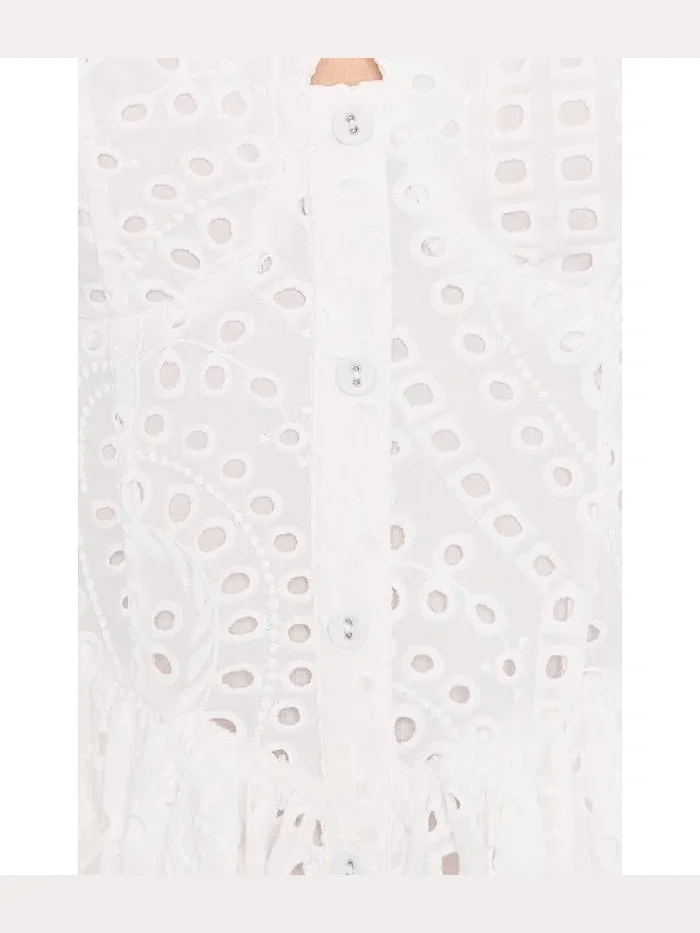 Платье миди с кружевным воротником Scallop Neck Edge Button-Up Midi Dress Avec Les Filles — изображение 5 из 5, трава