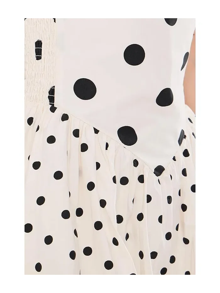 Платье мини в горошек Misty Mini Free People — изображение 5 из 5, бежевый