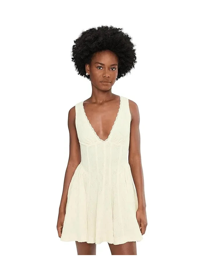Платье мини с кружевом Cant Help It Mini Free People — изображение 1 из 5, шампань