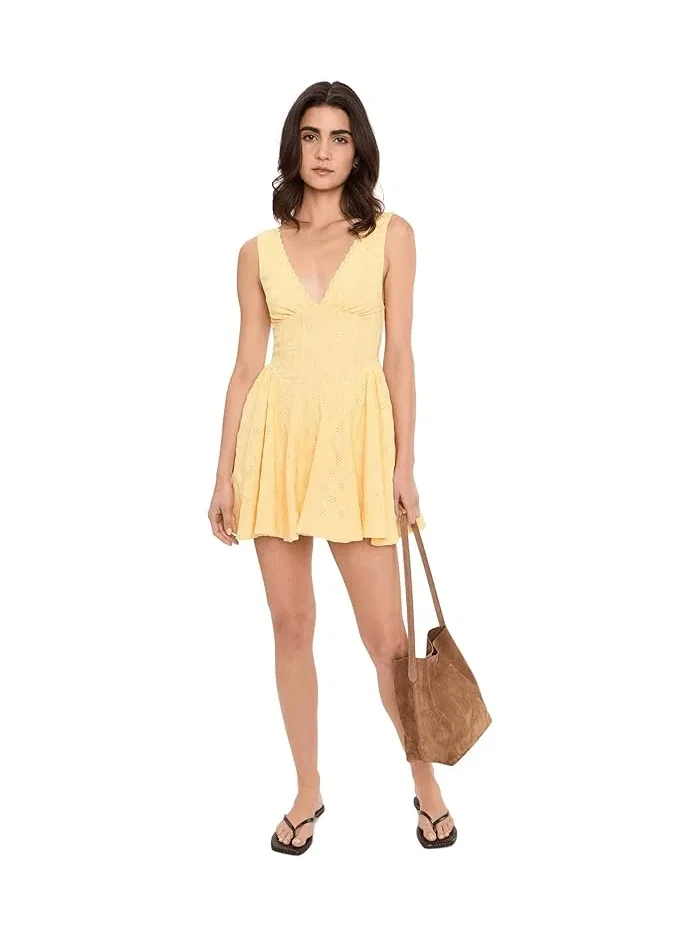 Платье мини с кружевом Free People — изображение 2 из 5, золотистый