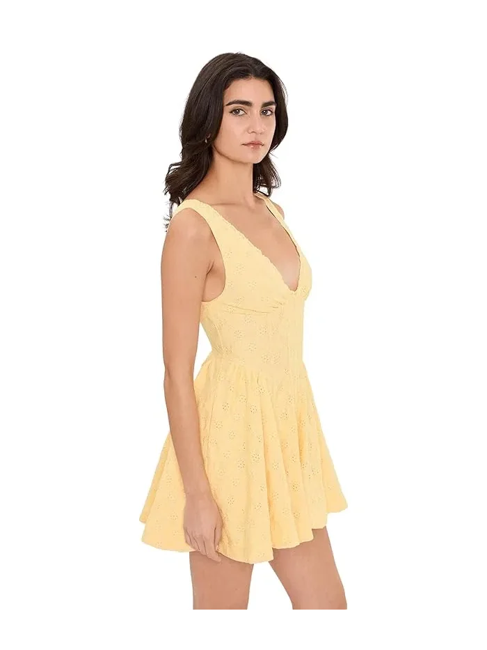 Платье мини с кружевом Free People — изображение 3 из 5, золотистый