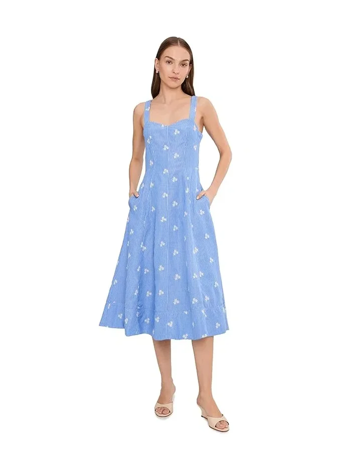 Платье миди с цветочной вышивкой Sleeveless Sweetheart Midi Dress Avec Les Filles — белый