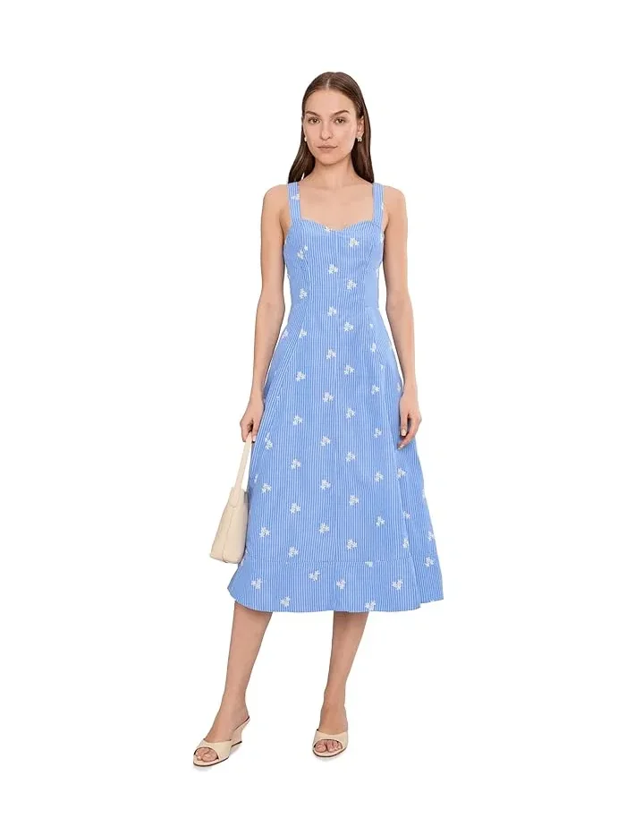 Платье миди с цветочной вышивкой Sleeveless Sweetheart Midi Dress Avec Les Filles — изображение 2 из 5, белый