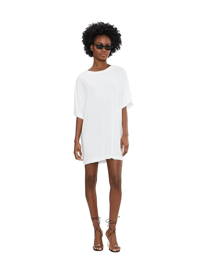 Платье мини свободного кроя Short Sleeve Boxy Mini Dress Norma Kamali — изображение 2 из 5, белый