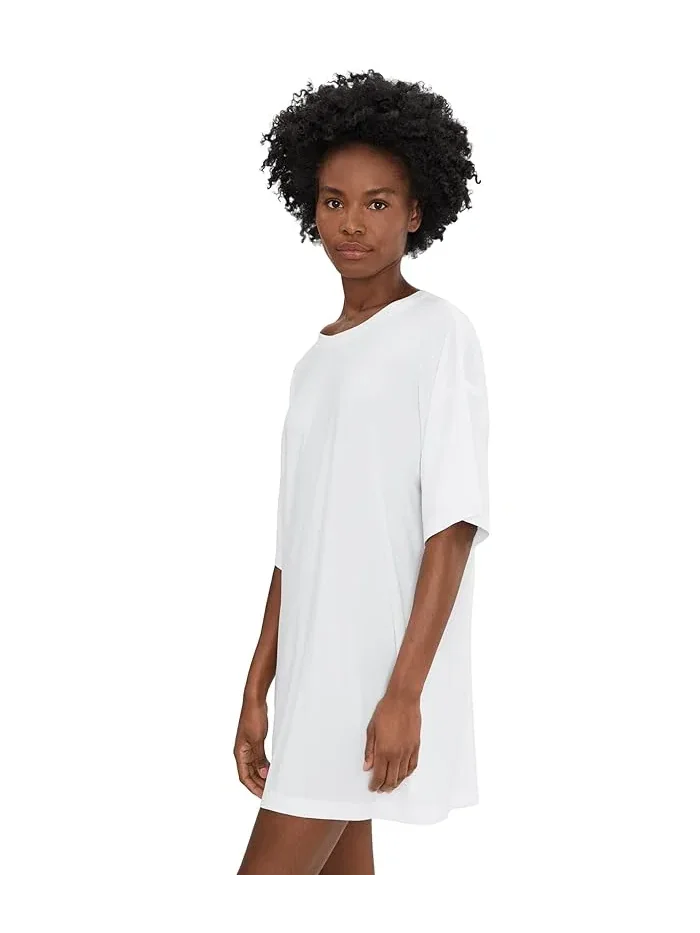 Платье мини свободного кроя Short Sleeve Boxy Mini Dress Norma Kamali — изображение 3 из 5, белый