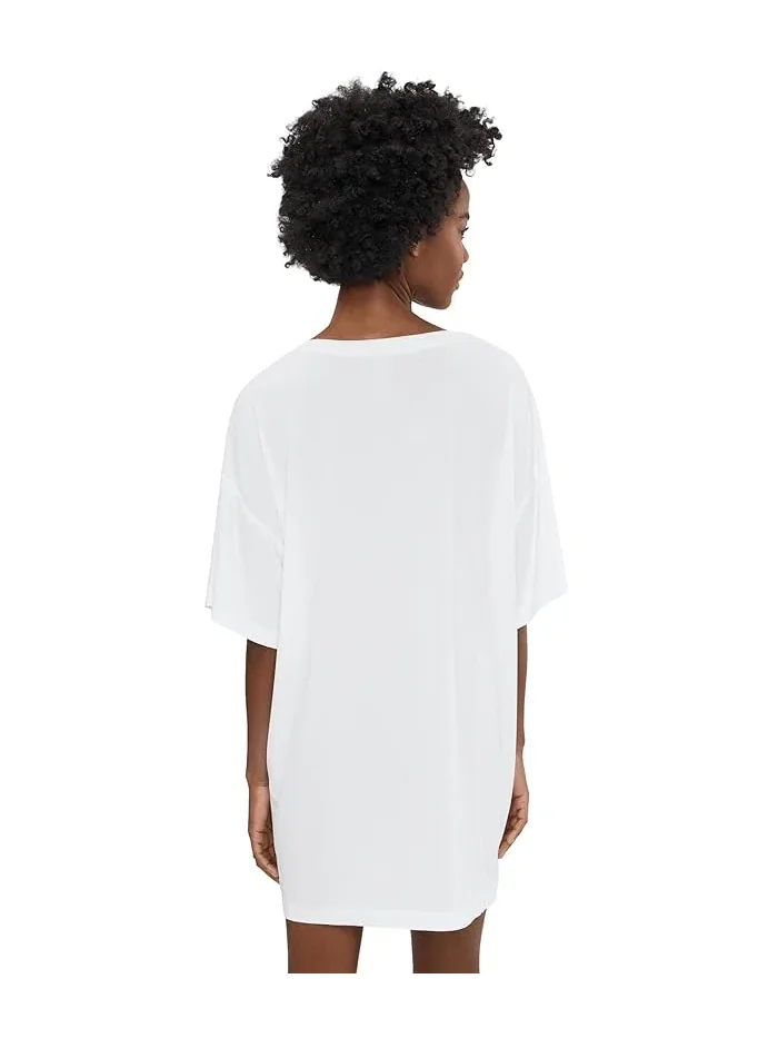 Платье мини свободного кроя Short Sleeve Boxy Mini Dress Norma Kamali — изображение 4 из 5, белый
