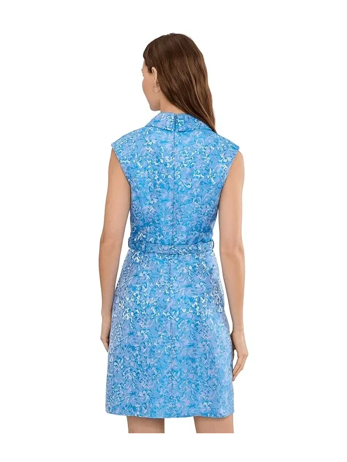 Платье с цветочным принтом Floral Belt Jacquard Short Dress Adrianna Papell — изображение 4 из 5, черный