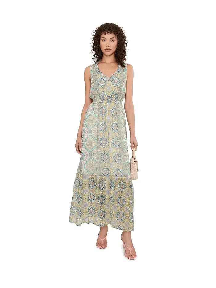 Макси-платье с принтом Sleeveless Smocked Waist Woven Liverpool Los Angeles — изображение 2 из 5, бежевый