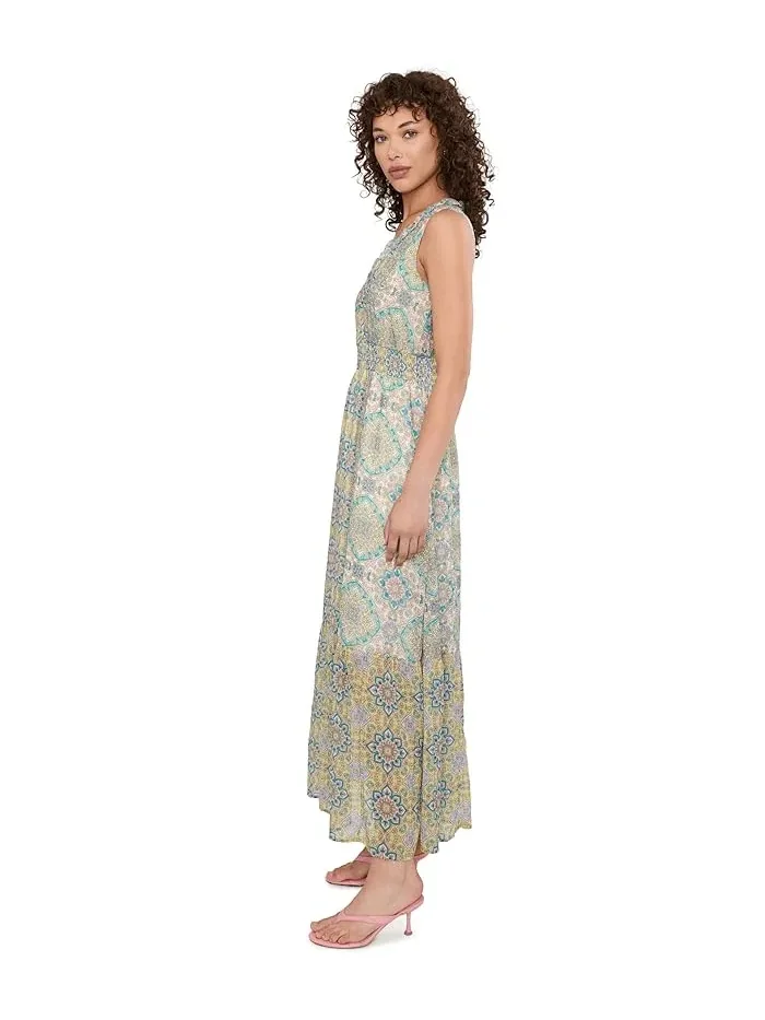 Макси-платье с принтом Sleeveless Smocked Waist Woven Liverpool Los Angeles — изображение 3 из 5, бежевый