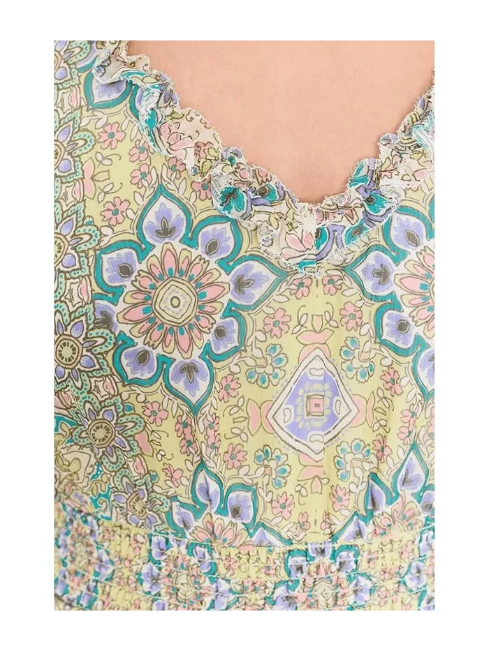 Макси-платье с принтом Sleeveless Smocked Waist Woven Liverpool Los Angeles — изображение 5 из 5, бежевый