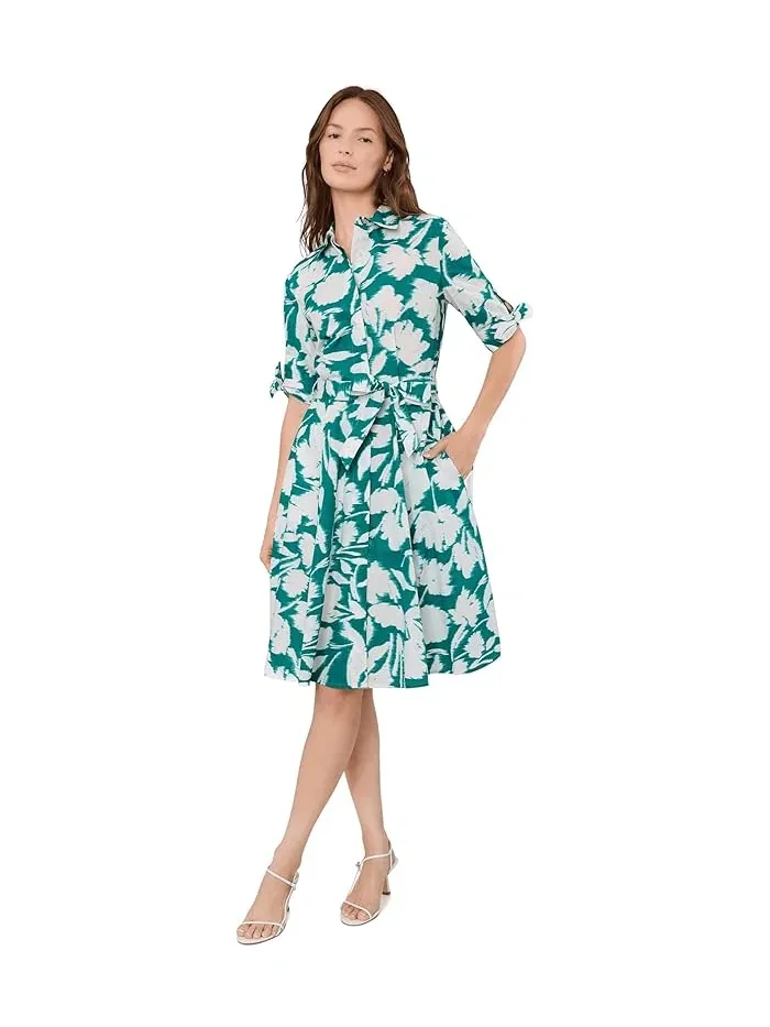 Платье A-силуэта с цветочным принтом Short Sleeve Floral Cotton A-Line Calvin Klein