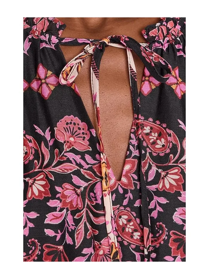 Платье миди с узором пейсли Double Flutter Sleeve CeCe — изображение 5 из 5, насыщенный черный