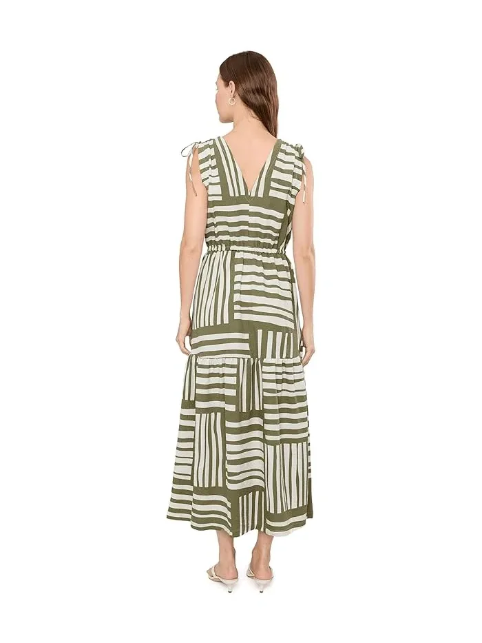 Платье миди с V-образным вырезом Sleeveless V-Neck Striped Gauze Midi Calvin Klein — изображение 4 из 5