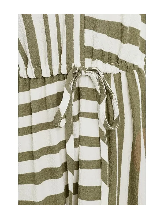 Платье миди с V-образным вырезом Sleeveless V-Neck Striped Gauze Midi Calvin Klein — изображение 5 из 5