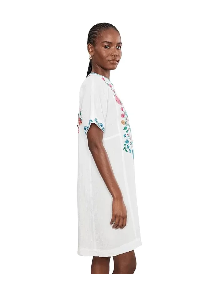 Платье с вышивкой Short Sleeve Easy Seamed Dress - Soline Johnny Was — изображение 3 из 5, розовый