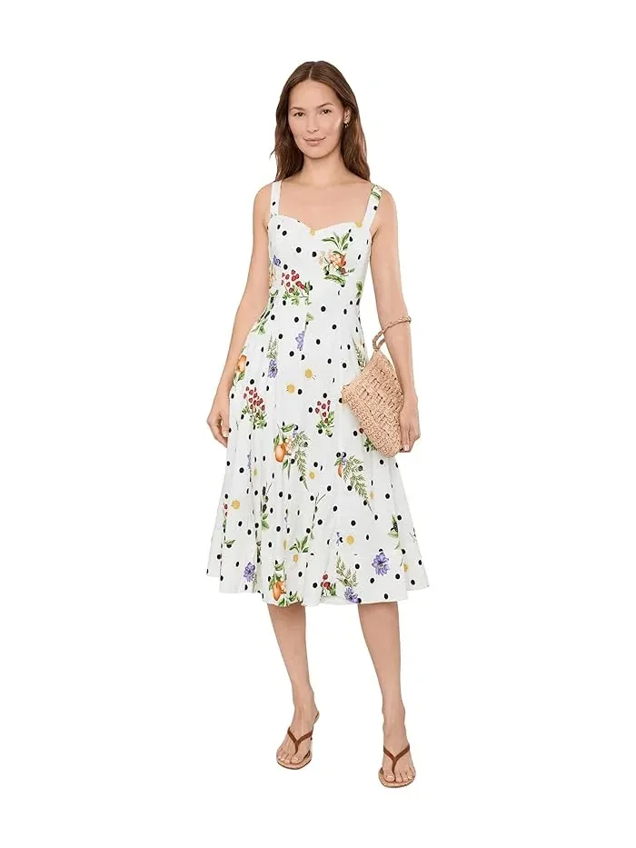 Платье миди с цветочным принтом Floral Cotton Sweetheart Fit & Flare Avec Les Filles — изображение 2 из 5, тауп