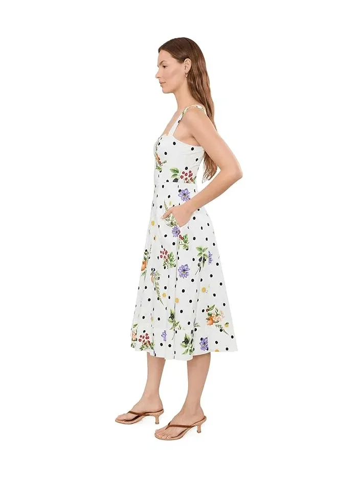 Платье миди с цветочным принтом Floral Cotton Sweetheart Fit & Flare Avec Les Filles — изображение 3 из 5, тауп