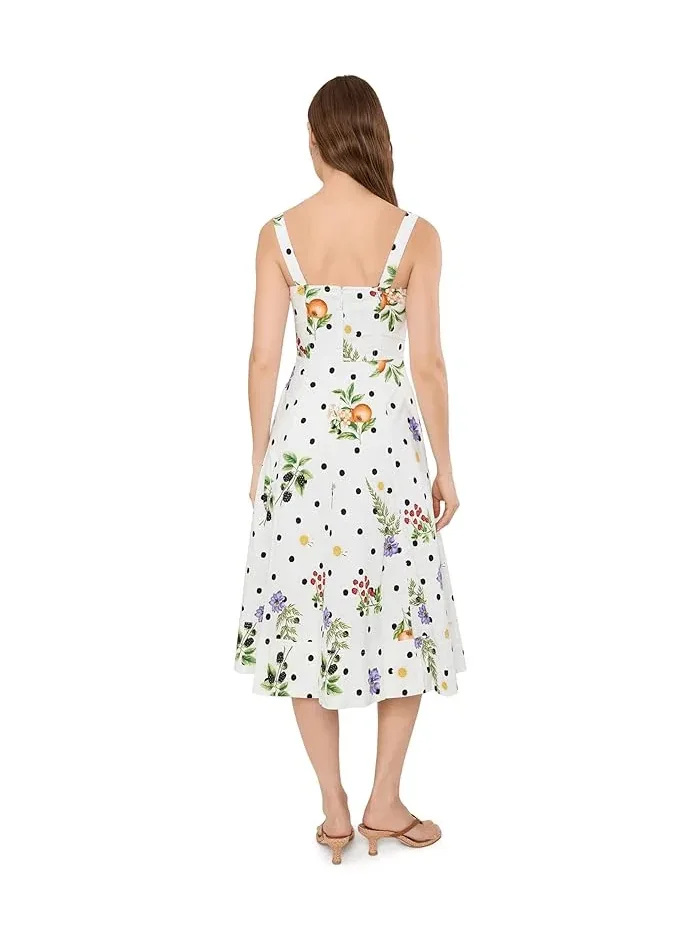 Платье миди с цветочным принтом Floral Cotton Sweetheart Fit & Flare Avec Les Filles — изображение 4 из 5, тауп