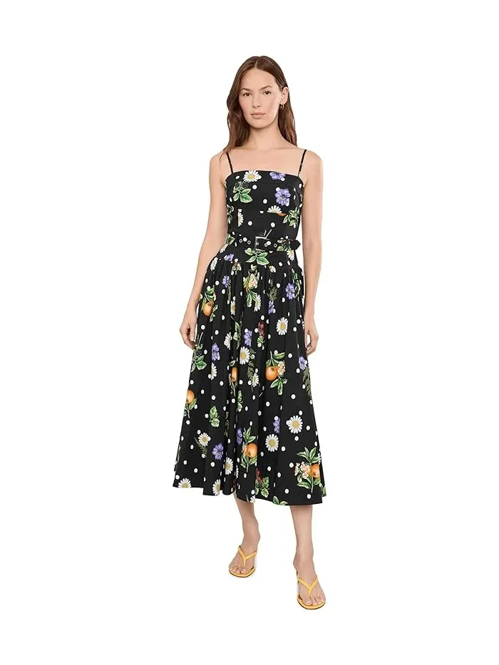 Платье миди с цветочным принтом Polka Dot Botanical Stretch Cotton Avec Les Filles — красный