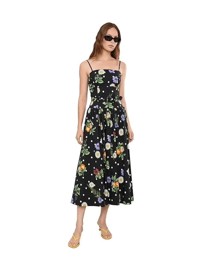 Платье миди с цветочным принтом Polka Dot Botanical Stretch Cotton Avec Les Filles — изображение 2 из 5, томатный