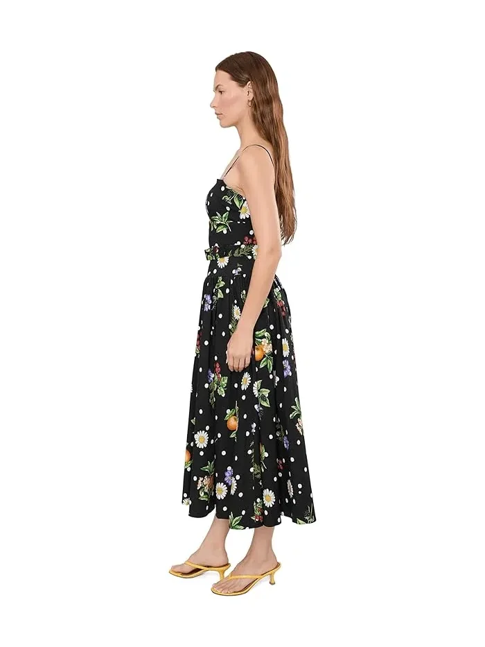 Платье миди с цветочным принтом Polka Dot Botanical Stretch Cotton Avec Les Filles — изображение 3 из 5, томатный