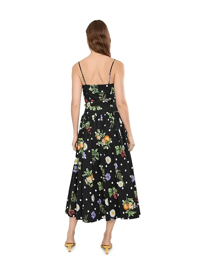 Платье миди с цветочным принтом Polka Dot Botanical Stretch Cotton Avec Les Filles — изображение 4 из 5, томатный