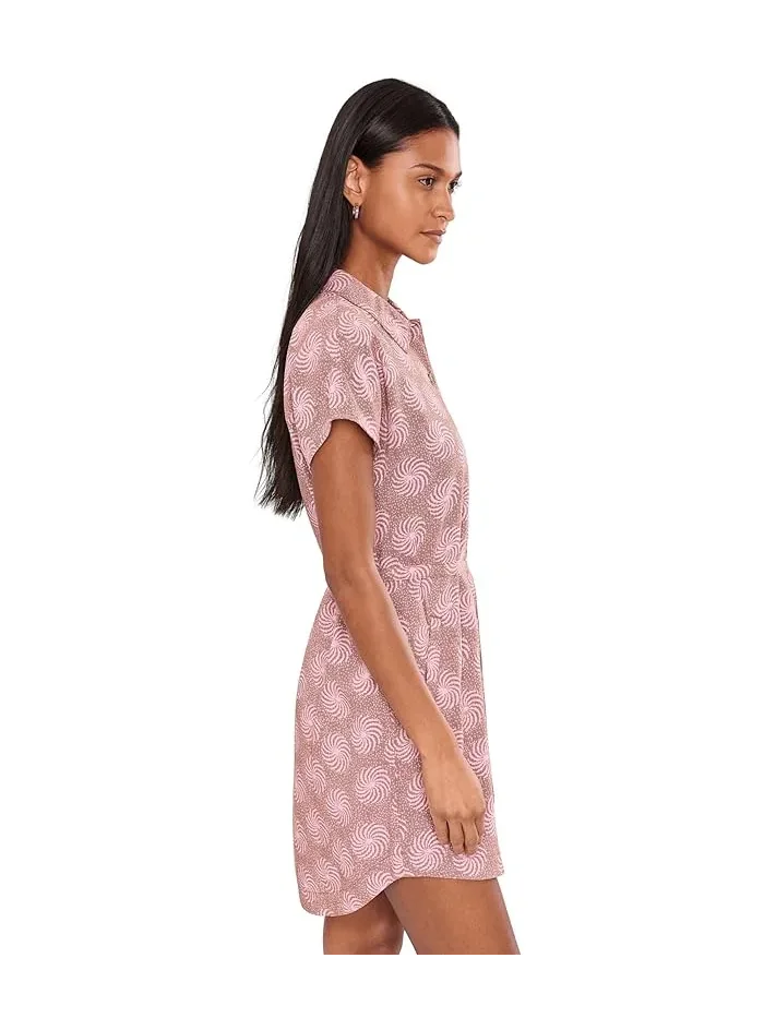 Платье женское с воротником и завязкой Camino Pucker Royal Robbins, Mahogany Ray Print — изображение 3 из 5, махагони-луч