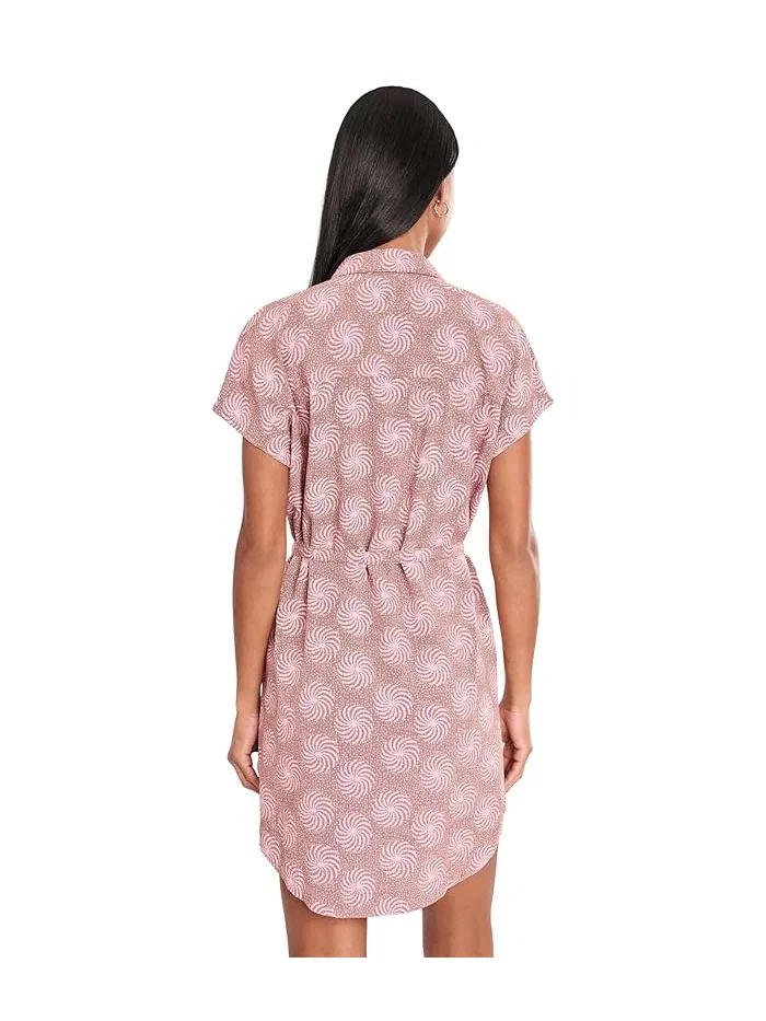 Платье женское с воротником и завязкой Camino Pucker Royal Robbins, Mahogany Ray Print — изображение 4 из 5, махагони-луч