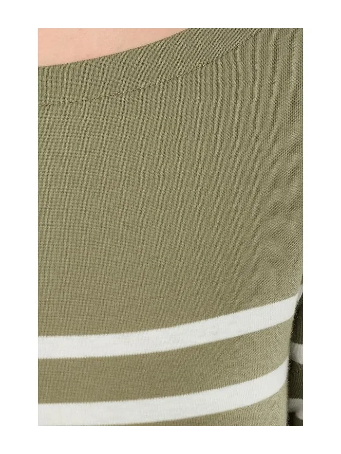 Платье миди с полоской хлопковое ребристое Breton-Stripe Cotton Ribbed Midi Dress Lauren Ralph Lauren — изображение 5 из 5