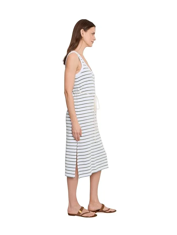 Платье без рукавов в полоску Rib Stripe Side Slit Tank Dress Lilla P — изображение 2 из 4, черный