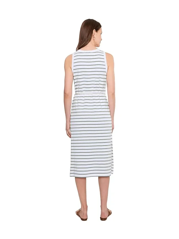 Платье без рукавов в полоску Rib Stripe Side Slit Tank Dress Lilla P — изображение 3 из 4, черный