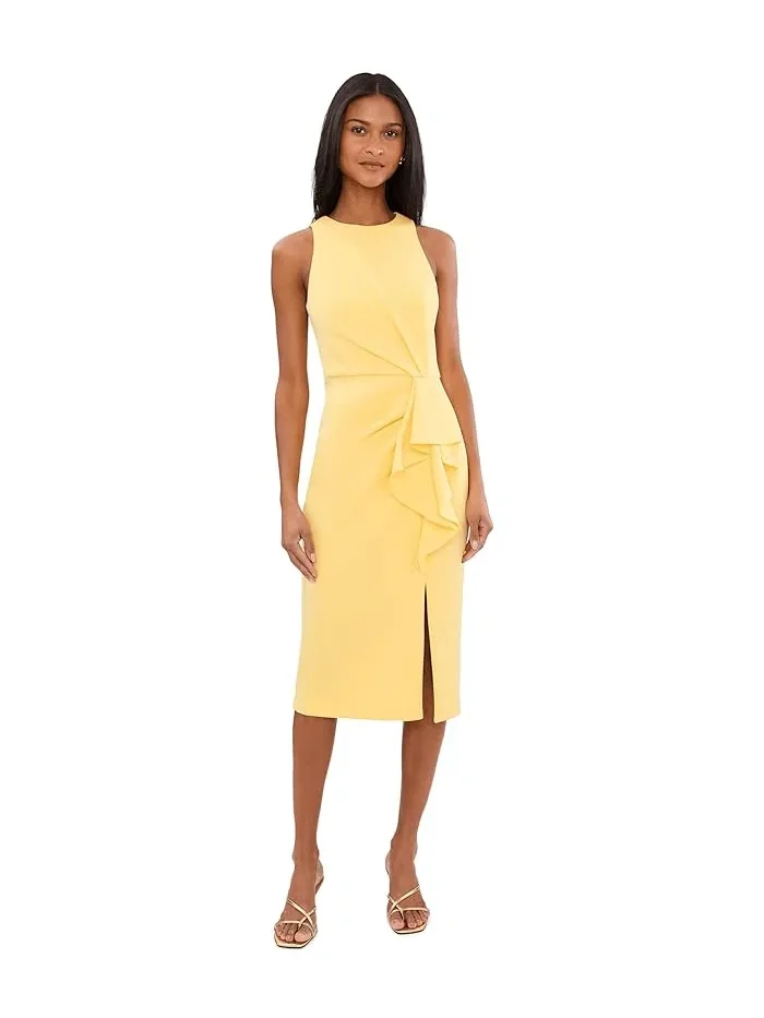 Платье миди с запахом Halter Ruffle Midi Dress Adrianna Papell — изображение 1 из 5, тёмно-серый