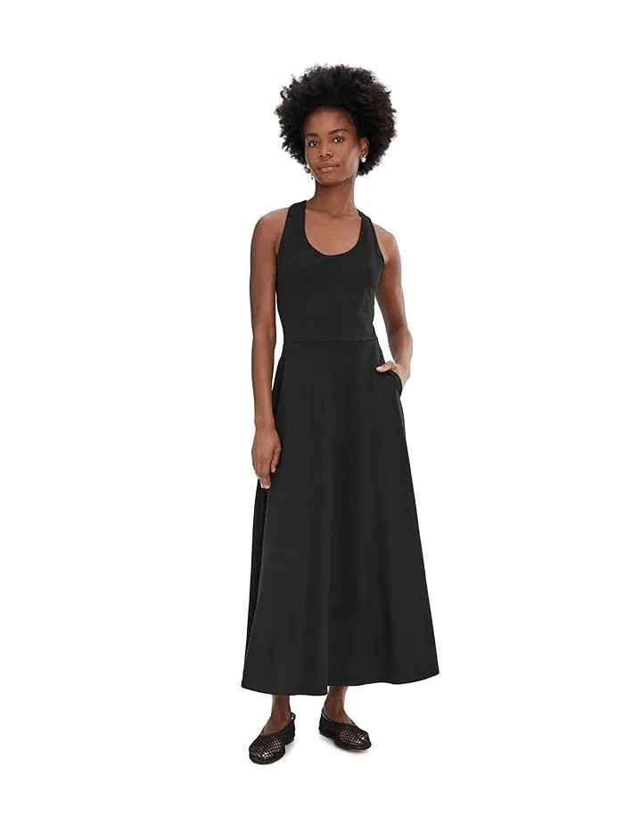 Платье макси Fit & Flare с открытой спиной PACT — изображение 2 из 5, черный