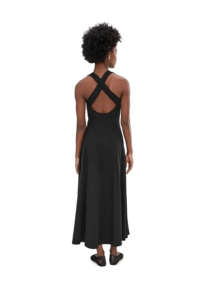 Платье макси Fit & Flare с открытой спиной PACT — изображение 4 из 5, черный