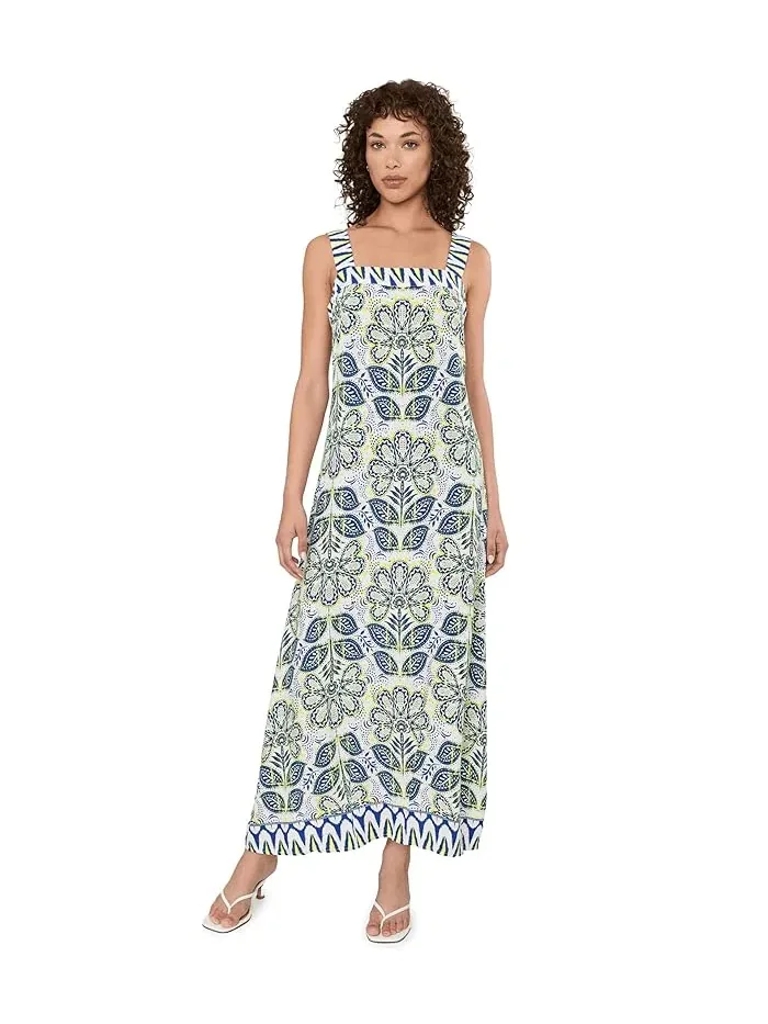 Платье макси с цветочным принтом Thick Strap Maxi Dress Vince Camuto — изображение 2 из 5, синий