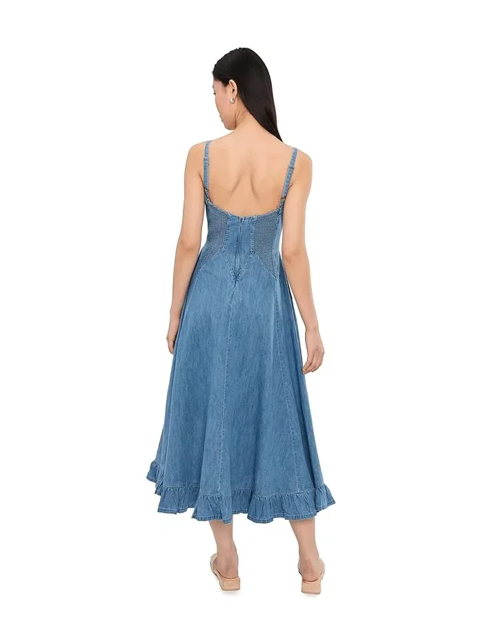 Платье миди с рюшами Another Season Free People — изображение 4 из 5, синий