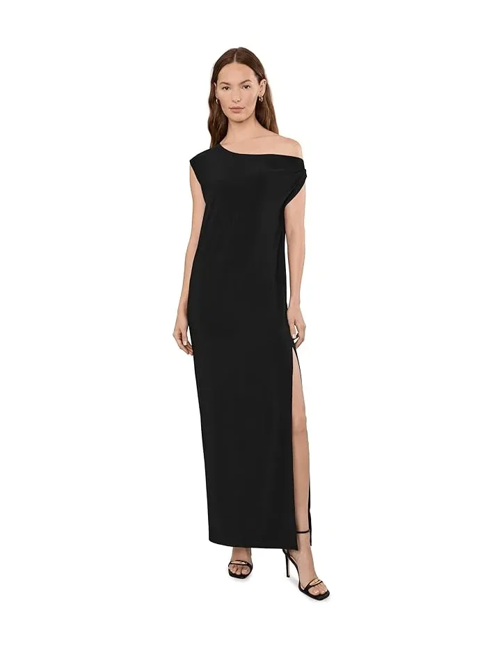 Платье с опущенным плечом Drop Shoulder Long Dress Norma Kamali — изображение 1 из 5, черный