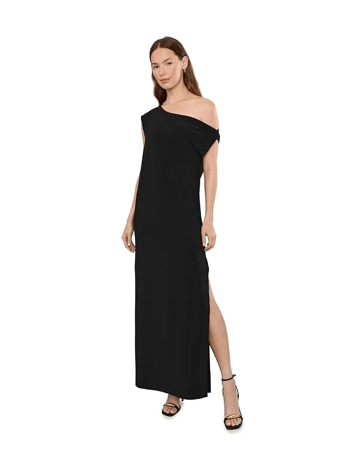 Платье с опущенным плечом Drop Shoulder Long Dress Norma Kamali — изображение 2 из 5, черный