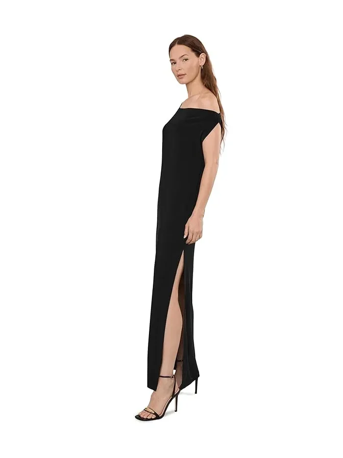 Платье с опущенным плечом Drop Shoulder Long Dress Norma Kamali — изображение 3 из 5, черный