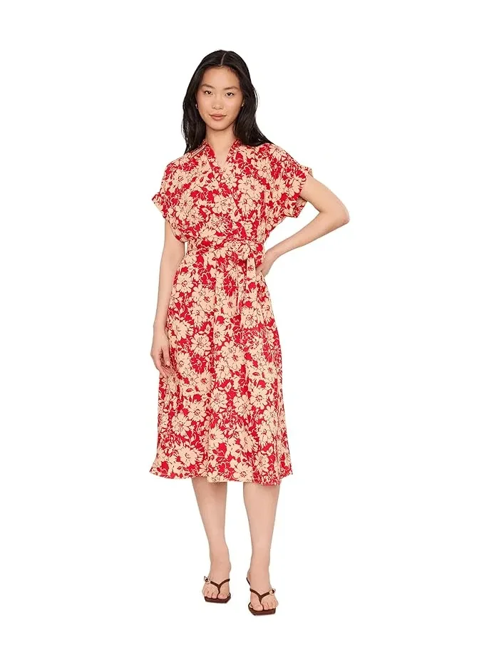 Платье с цветочным принтом Petite Floral Belted Crepe Dress Lauren Ralph Lauren