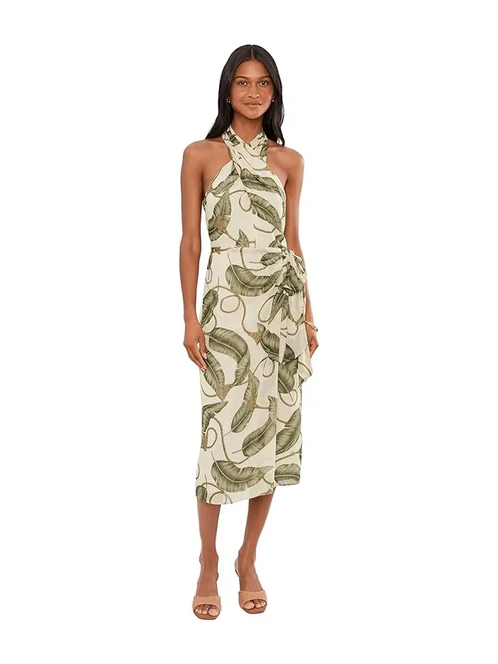 Платье миди с принтом веревок модель Rope-Print Georgette Halter Lauren Ralph Lauren