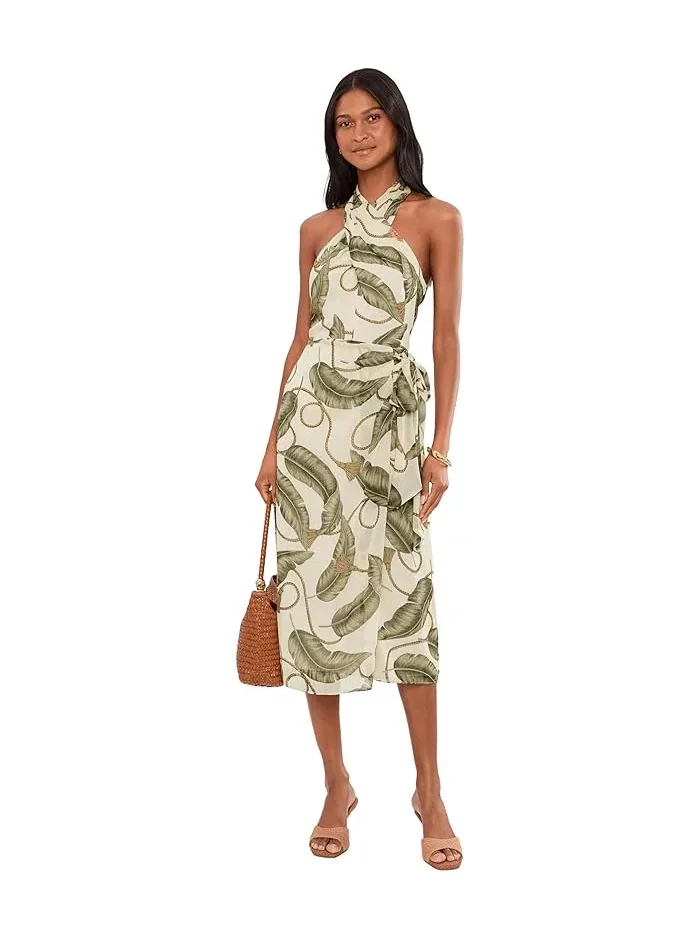 Платье миди с принтом веревок модель Rope-Print Georgette Halter Lauren Ralph Lauren — изображение 2 из 5, красный