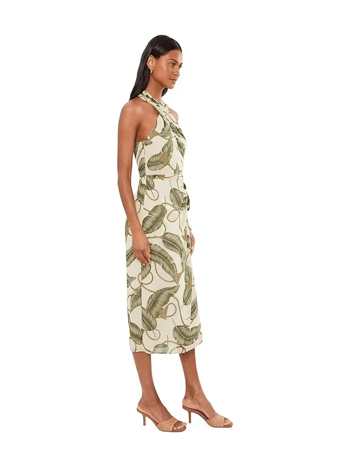 Платье миди с принтом веревок модель Rope-Print Georgette Halter Lauren Ralph Lauren — изображение 3 из 5, красный