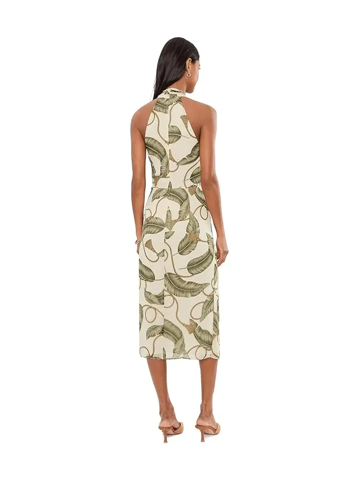 Платье миди с принтом веревок модель Rope-Print Georgette Halter Lauren Ralph Lauren — изображение 4 из 5, красный