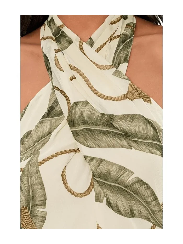 Платье миди с принтом веревок модель Rope-Print Georgette Halter Lauren Ralph Lauren — изображение 5 из 5, красный